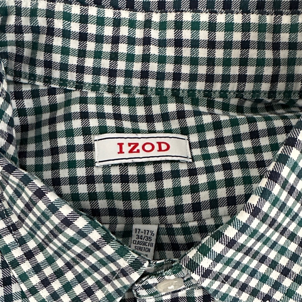 Izod Men's Plaid Button-Down Shirts - Green, Blue, Gray - Picture 4 of 4
